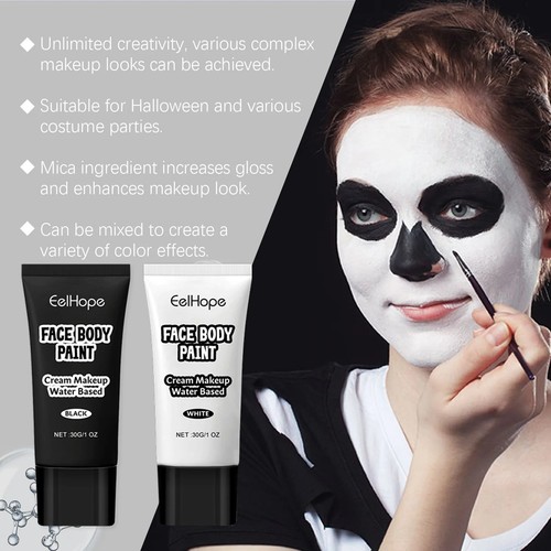 Halloween black white face - black, &