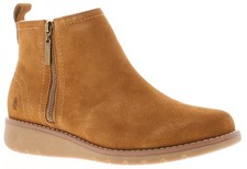 Hush Puppies Womens Boots Ankle Libby Suede Leather Zip tan UK Size