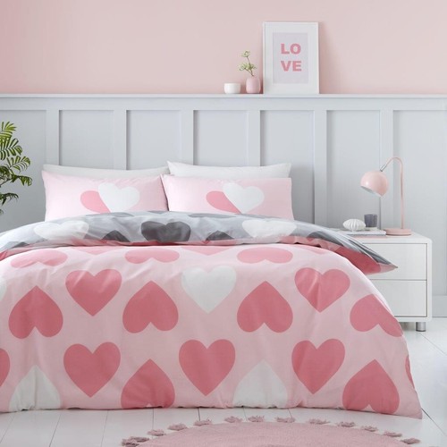 Pretty hearts pink duvet cover - hearts,