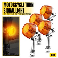 Fit Motorbike w/ 10mm Holes Fairing 4x Universal Amber Halogen Turn Signal Light