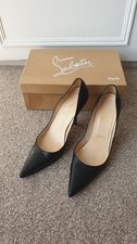 Christian Louboutin Decoltissimo 100 Black Leather Pumps Red Sole UK4 EU36.5