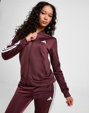 Adidas Women's Essentials 3-Stripes Training Full Tracksuit Burgundy XS S M L