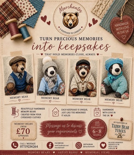 Handmade memory bear fabric - handmade, bear,