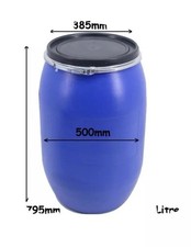 Storage Barrel Water Tank Open Top Blue Plastic Drum 120 Litre Food Grade
