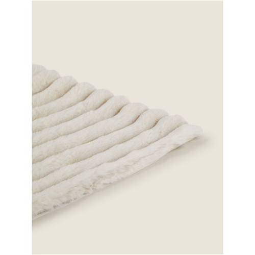 Natural ribbed faux fur throw - ribbed,