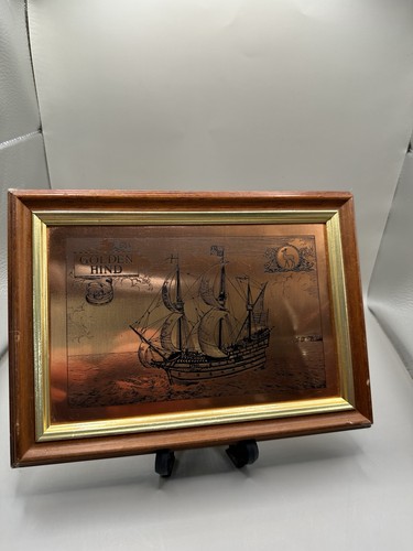 Framed copper wood nautical - &,