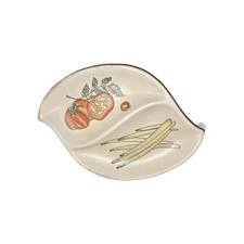 Vintage Ceramic Hand Painted Divided Salad Plate with tomato & Asparagus picture