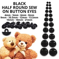 Black Button Eyes Half Round Sew On for Teddy Bear/Animal Soft Toy Making