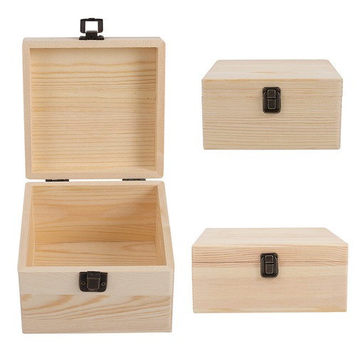 Large plain wooden storage box - large,