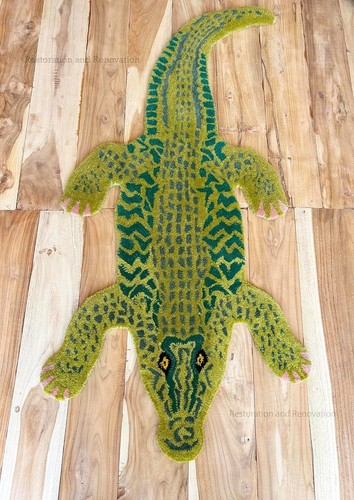Crocodile wool area rug - crocodile,