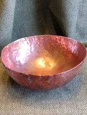 Antique Arts And Crafts Hand Made Hammered Copper Bowl Dish C1900