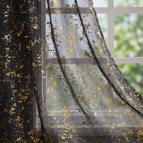 2pcs black sheer curtains - 2pcs,