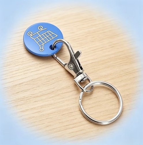 Blue shopping trolley token - trolley,