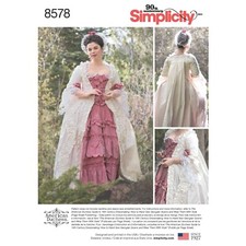 SIMPLICITY 8578 MISSES 18th CENTURY GOWN COSTUME Sewing Pattern Size 4-12  14-22
