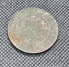 1933 King George V Australian Penny coin with pouch