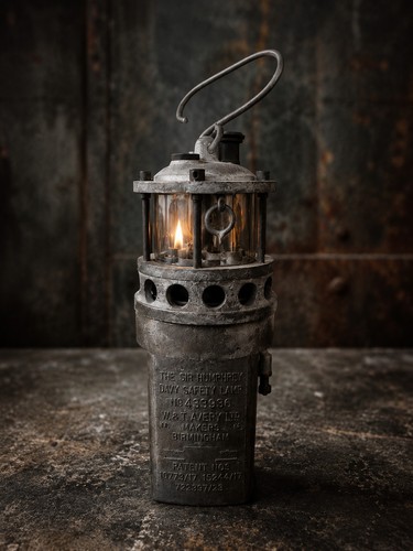 Miners safety lamp antique - lamp,