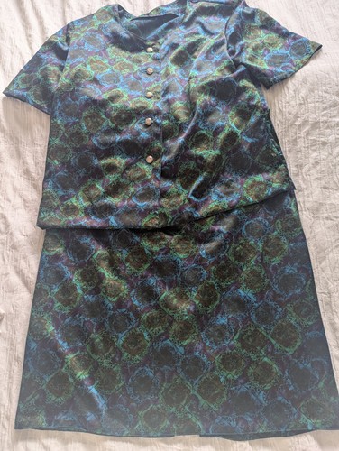 Vintage silky skirt suit - , 1980s