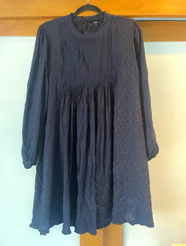 Next navy pleated ruffle smock - navy,