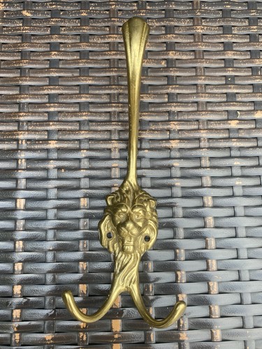 Late vintage brass lion mask - brass,