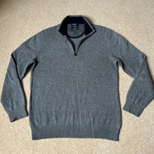 Hackett Men's Grey 1/4 Zip Jumper Size Large 100% Lambswool Chest 40”