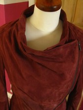 NEXT LEATHER JACKET 8 RED SUEDE biker cowl bomber soft drape RRP£160 BNWT real