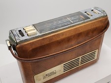 Vintage Original 1960s BUSH Brown Leather Bound Radio -Great Restoration Project