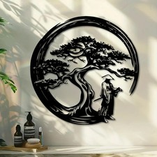 Bonsai Tree Torii Gate Metal Wall Art – Japanese Home & Office Decor Gift