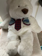 Allders Soft White  Teddy Bear Plush  Vintage From 1980s Large Approx 73 Cm 