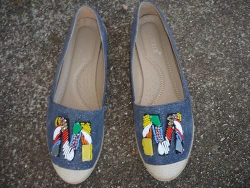 Ladies espadrilles flat blue - espadrilles,