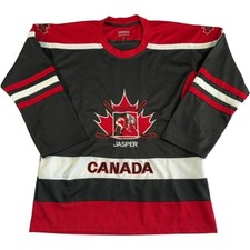 Canada Athletics Ice Hockey Jersey Men's Small Red Black Jasper VTG