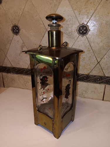 Vintage brass glass lantern - glass,