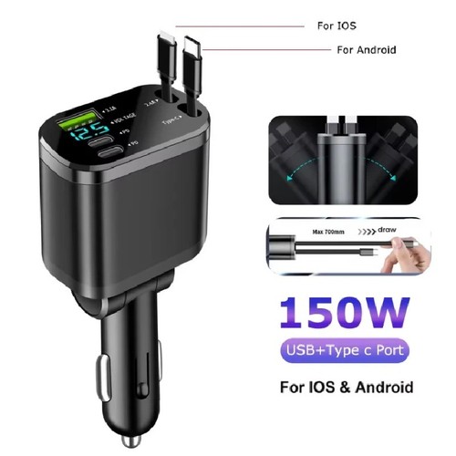Car charger retractable - car,