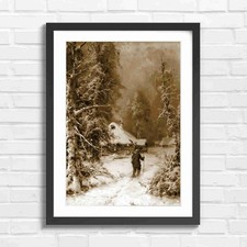 Snowy Countryside Log Cabin