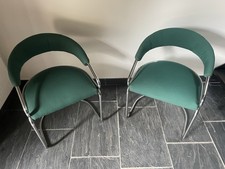 Pair Of 1970s Designer Italian Tubular Steel Art Deco Chairs