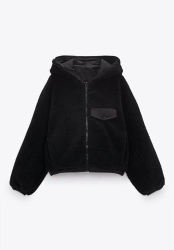 Zara black reversible teddy - zara,