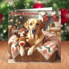 Golden Labrador Dog Christmas Card, Lab