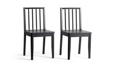 Habitat Nel Pair of Solid Wood Spindle Chair Black Dining Kitchen Set