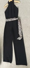LIPSY BLACK JUMP SUIT WITH LEOPARD PRINT BELT, SIZE 8, EXCELLENT CONDITION
