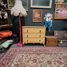 Hand Painted Antique Chest of Oak Drawers with 3 Drawers