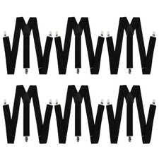 BLACK BRACES 6 PACK MEN'S GANGSTER 20'S 40'S FANCY DRESS SUSPENDERS COSTUME