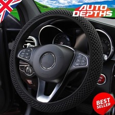Universal Car Steering Wheel Cover Black Microfiber Gauze Breathable Anti-slip