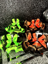 Halloween Black Ruffle Neon Socks Satin Diamanté TuTu Tiered Layer Frilly Ankle