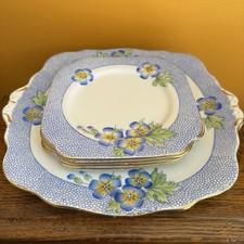 Vintage Tea Plates By Bell China - Sandwich / Cake Plate And 4 Side Plates