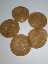 Set Of 5 Gold Beaded Coasters