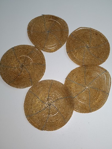 Set gold beaded coasters - set, 5