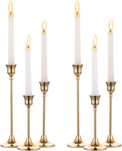 Gold candlestick holders 6 - gold, holders,