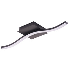 Contemporary Designer Single Wavy Strip LED Ceiling Light Fitting in Matte Bl...