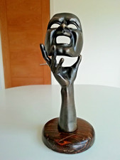 DONATO VELLECA B.1955 - BRONZE SCULPTURE - COMEDY MASK - SIGNED VELLECA - 9 INCH