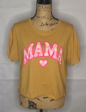 Next Level Shirt Size XL Women's Ladies T-Shirt Crop Mama Tan Short Sleeve