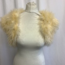 JOAN LEE  Cream Feather Bridal Bolero Shrug Jacket 8/10 VGC